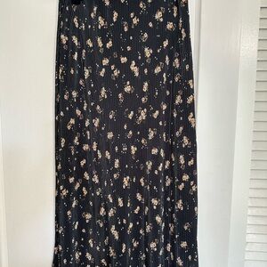 love, Fire Black Floral Maxi Skirt